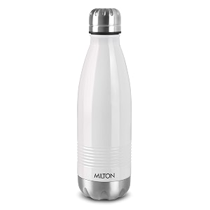 milton duo dlx 1000 thermosteel water bottle 1 ltr 24 hr hot and cold i leak proof lid isi certified i vacuum insulated i for office gym school i white