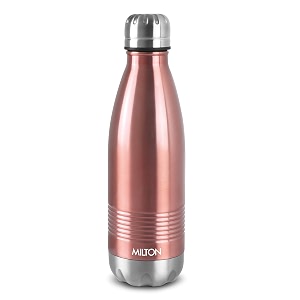 milton duo dlx 1000 thermosteel water bottle 1 ltr 24 hr hot and cold i leak proof lid isi certified i vacuum insulated i for office gym school i rose gold