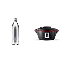 Milton Duo DLX 1000 Thermosteel 24 Hours Hot and Cold Water Bottle, 1 Litre, Silver &amp; Milton Smart Hotpot Electric App Enabled Casserole, 1.45 Litre, Black