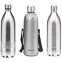 Milton Duo DLX 1500 &amp; Deluxe 1000 Thermosteel Hot and Cold Water Bottles - 1.5L, 1L &amp; Prudent 1100 1023ml