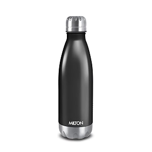 milton duo dlx 350 thermosteel water bottle 350 ml 24 hr hot and cold i leak proof lid isi certified i vacuum insulated i for office gym school i matt black