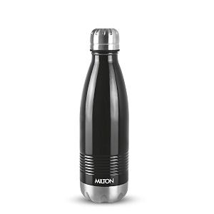 milton duo dlx 350 thermosteel water bottle 350 ml 24 hr hot and cold i leak proof lid isi certified i vacuum insulated i for office gym school i black