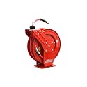 MILTON Industrial Hose Reel 2790-50D, Auto Retractable, Chemical Resistant, Prevent Cracking, Flexible in Extreme Conditions,1/2” Hose ID, 50 Foot Rubber Hose, 300 PSI Max Pressure,1/2" Male NPT, Red