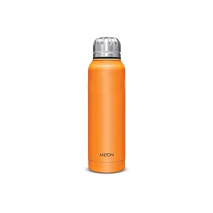 milton insulated thermosteel slender 270 ml hold and cold water bottle orange
