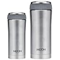 MILTON Metal Thermosteel Optima 350 Flask, 350 ml + Milton Thermosteel Optima 420 Stainless Steel Flask, 420ml (Silver)