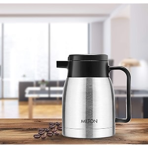 milton omega carafe 350 stainless steel double walled vacuum insulated flask with lid and handle 350 ml silver coffeetea carafe heat amp cold retention leak proof rust free easy to carry