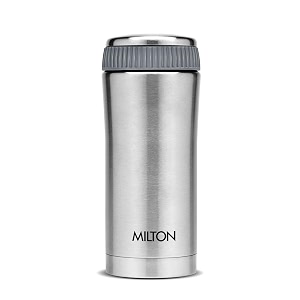 milton optima 350 thermosteel hot and cold flask 340 ml silver  isi certified  vacuum insulated  rust proof  leak proof  tea  coffee  juice