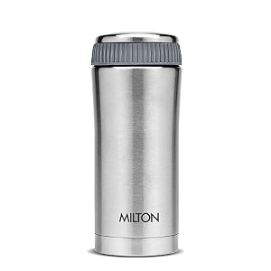 milton optima 420 thermosteel hot and cold flask 410 ml silver  isi certified  vacuum insulated  rust proof  leak proof  tea  coffee  juice