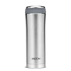 milton optima 500 thermosteel hot and cold flask 450ml silver  isi certified  vacuum insulated  rust proof  leak proof  tea  coffee  juice