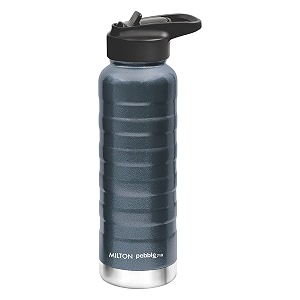 milton pebble 710 thermosteel 24 hours hot and cold water bottle with spout lid 710 ml blue