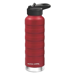 milton pebble 530 thermosteel 24 hours hot and cold water bottle with spout lid 530 ml red pack of 1