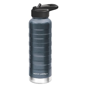 milton pebble 530 thermosteel 24 hours hot and cold water bottle with spout lid 530 ml blue