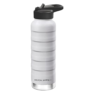 milton pebble 710 thermosteel 24 hours hot and cold water bottle with spout lid 710 ml white