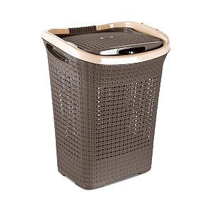 MILTON Pluto brown 50 litre plastic laundry basket with integrated handles