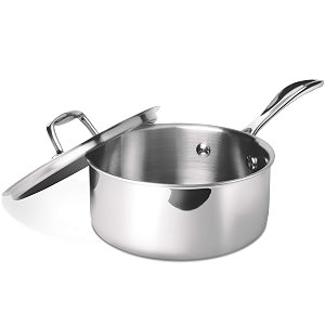 milton pro cook induction cookware amp gas stove friendly triply stainless steel sauce pan 14cm 1 litre  sauce pan with lid  milk boiler with sturdy handle  multipurpose cooking pan  3y warranty