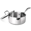 Milton Pro Cook Induction Cookware &amp; Gas Stove Friendly Triply Stainless Steel Sauce Pan 14cm (1 Litre) | Sauce Pan with Lid | Milk Boiler with Sturdy Handle | Multipurpose Cooking Pan | 3Y Warranty