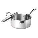 Milton Pro Cook Induction Cookware &amp; Gas Stove Friendly Triply Stainless Steel Sauce Pan with Lid 16cm | 1.4 Litre Tea Pan, Milk Pan, Heavy Gauge Chai Pot | Milk Boiler with Handle | 3Y Warranty