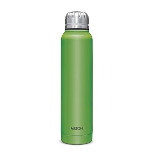 milton slender 750 thermosteel insulated 24 hours hot and cold water bottle 750 ml green  100 leak proof  office bottle  gym bottle  home  kitchen  hiking  treking bottle  travel bottle