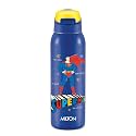 Milton Sportive 600 Thermosteel Vacuum Insulated Water Bottle, 580 ml, Hot &amp; Cold, Spill &amp; Leakproof Water Bottle for Kids, School, Travel Bottle, Mono Blue with Superman Print