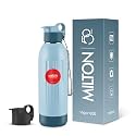 Milton Steel Vigor 600 Thermoware PU Insulated, Two Leak Proof Lid, Water Bottle, for Office, Gym, School, 520 ml, Light Blue