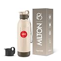 Milton Steel Vigor 600 Thermoware PU Insulated, Two Leak Proof Lid, for Office, Gym, School, 520 ml, Beige