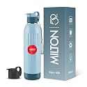 Milton Steel Vigor 900 Thermoware PU Insulated, Two Leak Proof Lid, Water Bottle, for Office, Gym, School, 630 ml, Light Blue