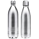 Milton Thermosteel Duo Deluxe-1000 Bottle Style Vacuum Flask, 1 Litre, Silver + Milton Shine 800 Stainless Steel Water Bottle, 690 ml, Steel Plain