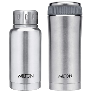 milton thermosteel optima 420 stainless steel flask 420ml steel amp elfin vacuum flask 160 ml steel combo