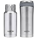 Milton Thermosteel Optima 420 Stainless Steel Flask, 420ml, Steel &amp; Elfin Vacuum Flask, 160 ml, Steel Combo