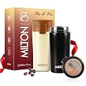 MILTON His N Her Gift Set I Thermosteel Vacuum Insulated Stainless Steel Couple Coffee Mug for Travel with Strainer, ISI Certified, Hot &amp; Cold, Anti Skid Bottom, Set of 2,300 ml,Ivory &amp; Black