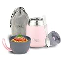 Milu® Thermal Food Container, 450 ml, Stainless Steel Warming Container with Spoon, Thermal Food Mug, Thermal Lunch Box for Children, Adults, Thermobox Soups, Baby Porridge, Pink Food Container, 450