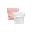 Milumia Girl's 2 Pack Tube Top Ruched Strapless Sleeveless Bandeau Tops