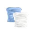 Milumia Girl's 2 Pack Tube Top Ruched Strapless Sleeveless Bandeau Tops