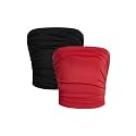 Milumia Girl's 2 Pack Tube Top Ruched Strapless Sleeveless Bandeau Tops