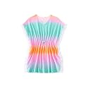 Milumia Girl's Cute Tie Dye Beach Coverups Pompom Trim Swimsuit Swimwear Cover Up Ruffle Trim Ombre 11-12 Years
