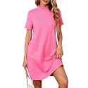 Milumia Women's Mock Neck T Shirt Dress 60s Short Sleeve Babydoll Dresses