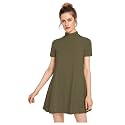 Milumia Women's Mock Neck T Shirt Dress 60s Short Sleeve Babydoll Dresses