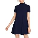 Milumia Women's Mock Neck T Shirt Dress 60s Short Sleeve Babydoll Dresses
