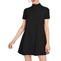 Milumia Women's Mock Neck T Shirt Dress 60s Short Sleeve Babydoll Dresses