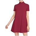 Milumia Women's Mock Neck T Shirt Dress 60s Short Sleeve Babydoll Dresses