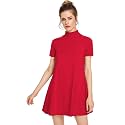 Milumia Women's Mock Neck T Shirt Dress 60s Short Sleeve Babydoll Dresses