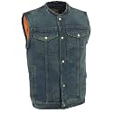 Milwaukee Leather Men's Classic Club Style Premium Denim Motorcycle Biker Vests MDM