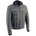 Milwaukee Leather Men's Premium Leather Motorcycle Riders Vented Jacket with Removable Hoody Liner