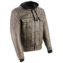 Milwaukee Leather Men's Premium Leather Motorcycle Riders Vented Jacket with Removable Hoody Liner