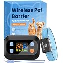 MIMOFPET Wireless Cat Barrier - Mini Outdoor Indoor Pet Barrier with Adjustable Safe Static Intensity,Adjustable Range up to 6 ft,Waterproof Rechargeable Color Display Barrier System