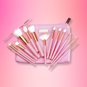 minara makeup brush applicator set of 15 with premium leather pouch