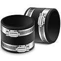 Minatee 2 Pcs 2-1/2 Inch Dust Control Flex Cuffs with Stainless Steel Hose Clamps, Flexible PVC Coupling for Plastic and Copper Plumbing Connections, Connector Ports Dust Collection Fittings