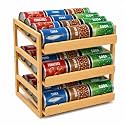 MinBoo Bamboo Gravity Can Organizer, 3-Tier Adjustable Storage Rack