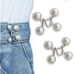 mincerfit adjustable waist buckle extender set jean button pins no sewing required pants clips for waist tightener for dress perfect fit instant wedding button 2pcs jeans white