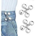 Adjustable Waist Buckle Extender Set Jean Button Pins No Sewing Required Pants Clips for Waist, Tightener for Dress Perfect Fit Instant Wedding Button 2pcs (Jeans Black)